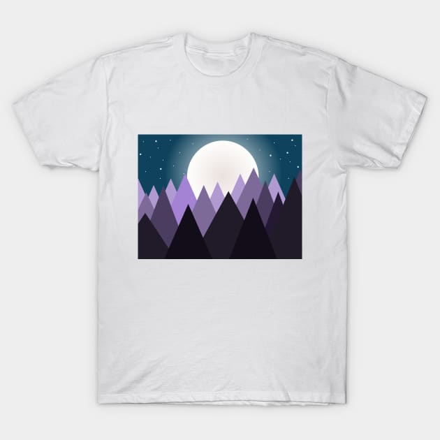 Mountains under the moonlight T-Shirt by TheLouisa